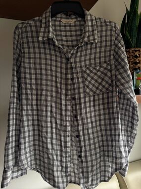 Lucky Brand Gray Plaid Button-Down Shirt